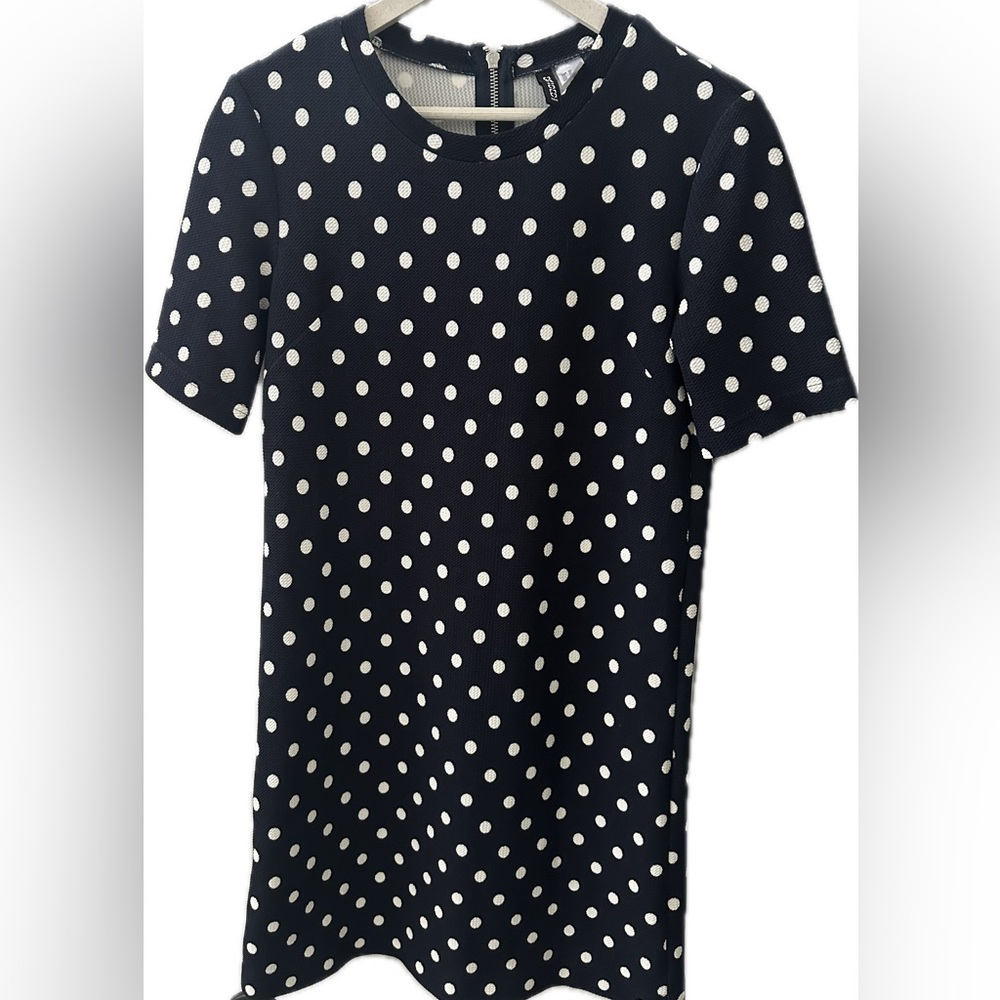 H&M Blue and White Polka Dot Midi Dress